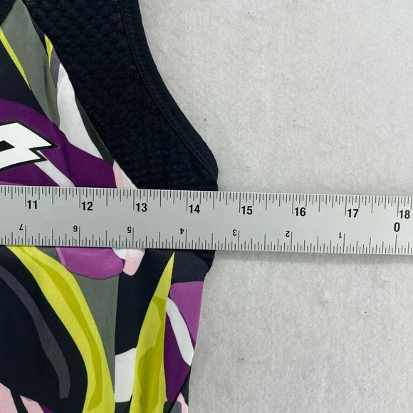 Lotto Tank Top Women’s Sz S Purple Black Popflower Print Racerback Athleisure - Picture 4 of 12